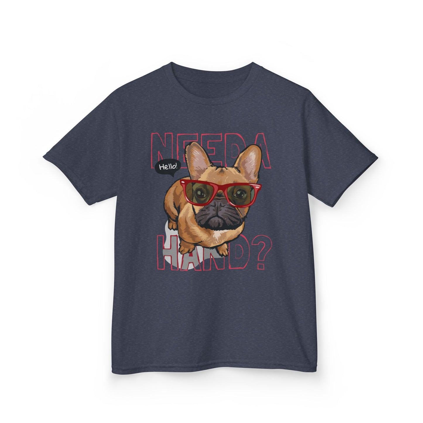 Cute Frenchie Kids Tee, Funny Dog Shirt, Pet Lovers Gift, Kids Graphic T-Shirt, Birthday Present for Children Heather Navy