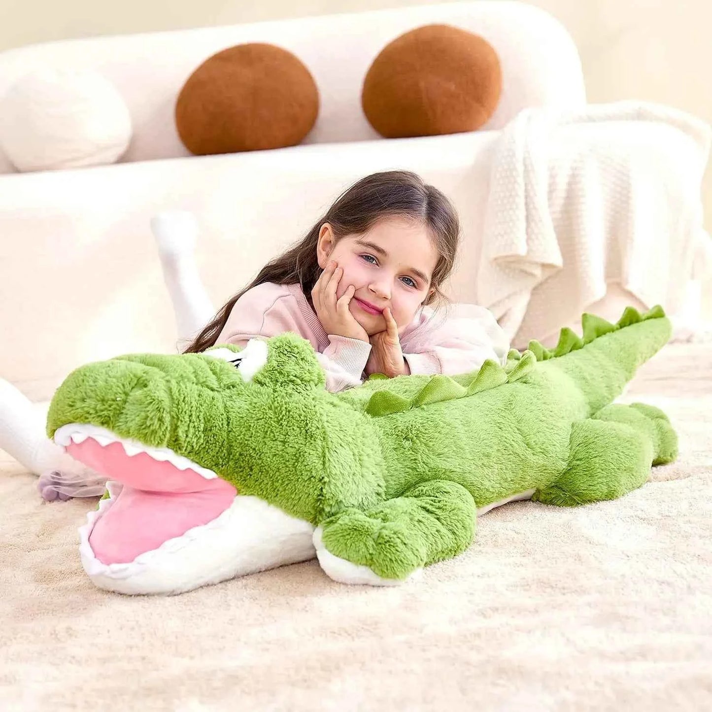 IKASA Giant Crocodile Stuffed Animal Plush Toys,Soft Toy 30" Alligator Large Cute Huge Jumbo Big Size Kawaii Fluffy Fat Plushie
