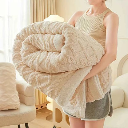 Jacquard Sherpa Weighted Blanket (Approx. 6.6 lbs) for Adults - Calming Sleep Aid & Faux Rabbit Fur Softness