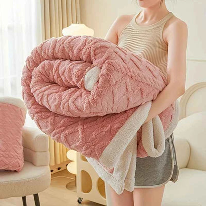 Jacquard Sherpa Weighted Blanket (Approx. 6.6 lbs) for Adults - Calming Sleep Aid & Faux Rabbit Fur Softness