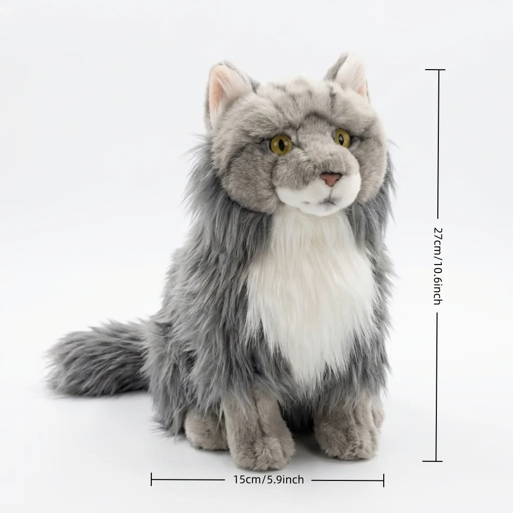 Realistic Maine Coon Cat Figurine – Lifelike Faux Cat Home Decor