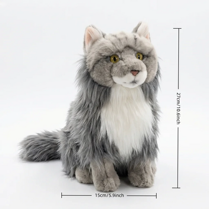 Realistic Maine Coon Cat Figurine – Lifelike Faux Cat Home Decor