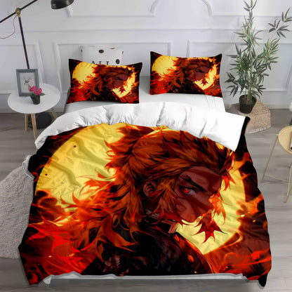 Vibrant Demon Slayer Character Bedding - Soft Cotton Duvet Cover & Pillowcases