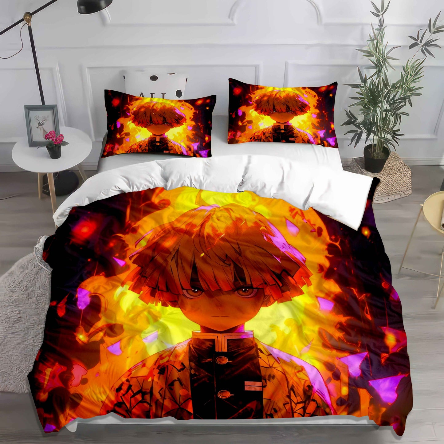 Vibrant Demon Slayer Character Bedding - Soft Cotton Duvet Cover & Pillowcases