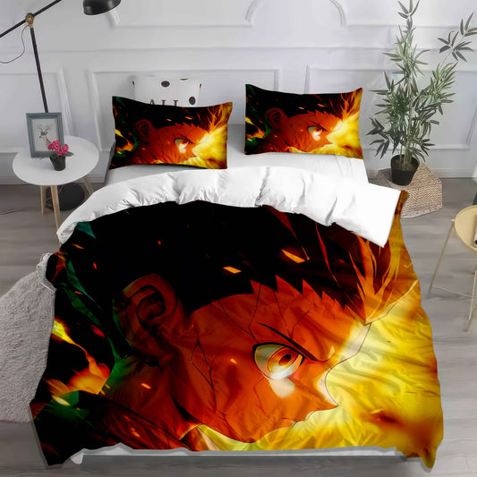 Vibrant Anime Soccer/Football Bedding Set - Soft Cotton Duvet Cover & Pillowcases