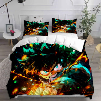 Vibrant Anime Soccer/Football Bedding Set - Soft Cotton Duvet Cover & Pillowcases