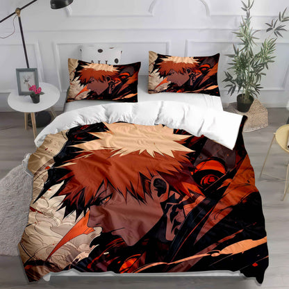 Vibrant Anime Soccer/Football Bedding Set - Soft Cotton Duvet Cover & Pillowcases