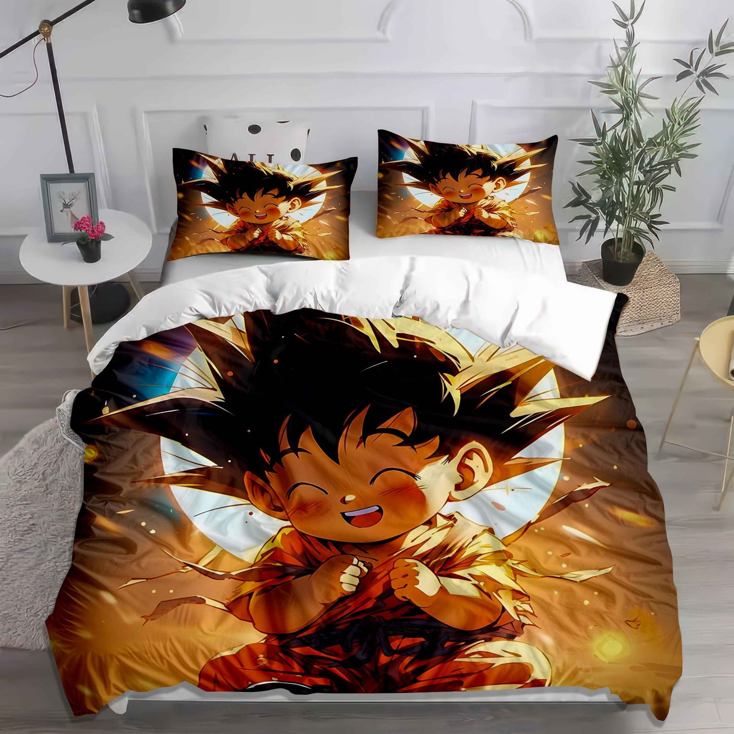 Dragon Power Up Duvet Cover Set - Super Saiyan Goku & Vegeta Anime Bedding