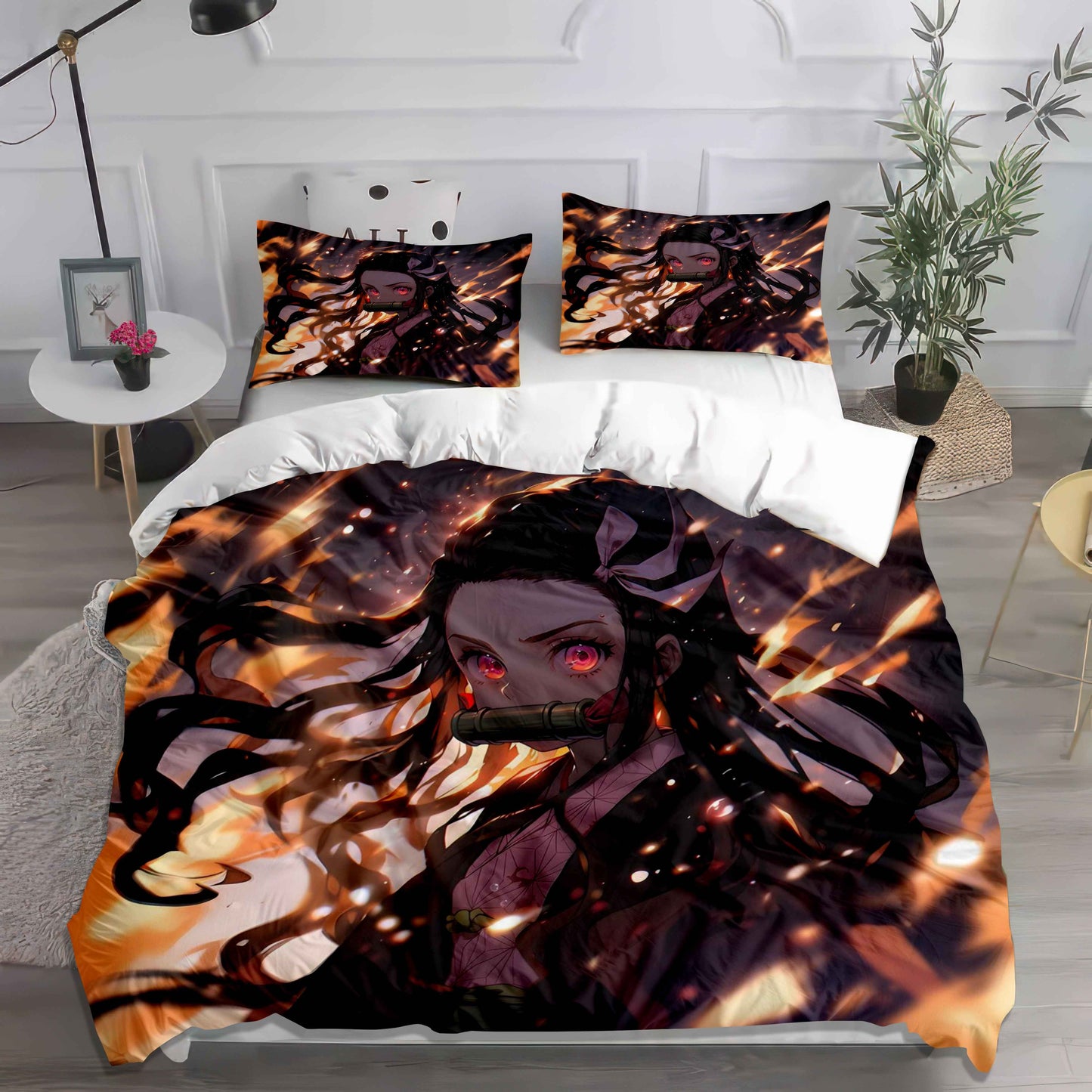 Vibrant Demon Slayer Character Bedding - Soft Cotton Duvet Cover & Pillowcases