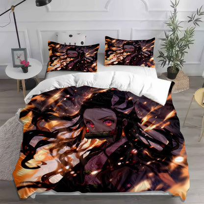 Vibrant Demon Slayer Character Bedding - Soft Cotton Duvet Cover & Pillowcases