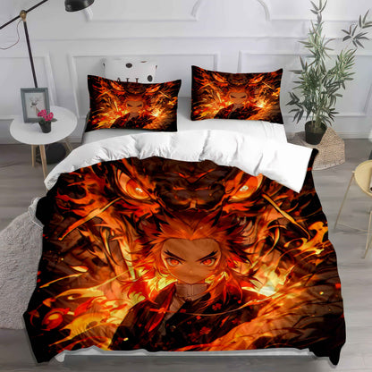 Vibrant Demon Slayer Character Bedding - Soft Cotton Duvet Cover & Pillowcases