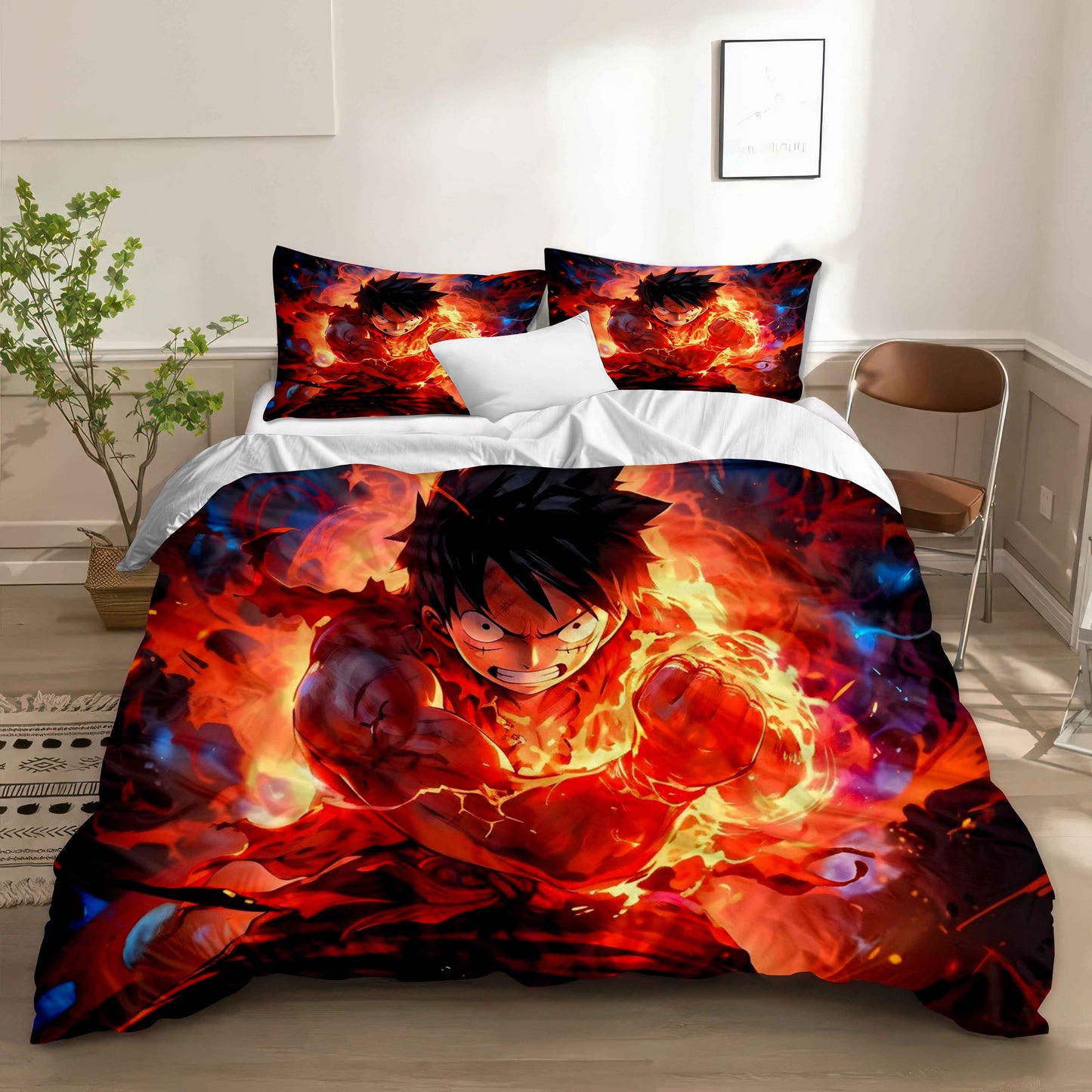 Luffy Gear 5 Pirate King Duvet Set - One Piece Anime Bedding Cozy Kawaii