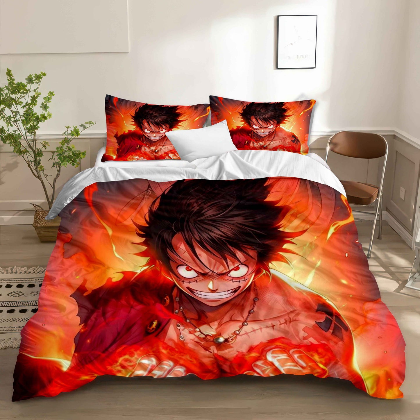 Luffy Gear 5 Pirate King Duvet Set - One Piece Anime Bedding Cozy Kawaii