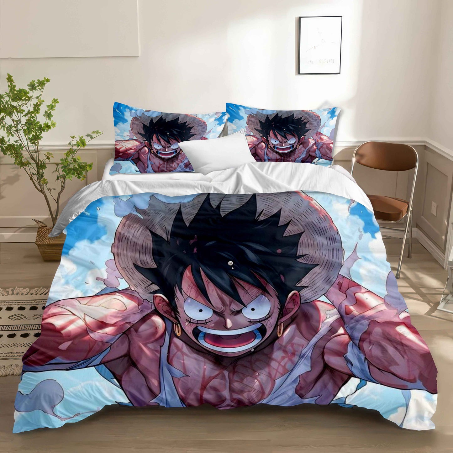 Luffy Gear 5 Pirate King Duvet Set - One Piece Anime Bedding Cozy Kawaii