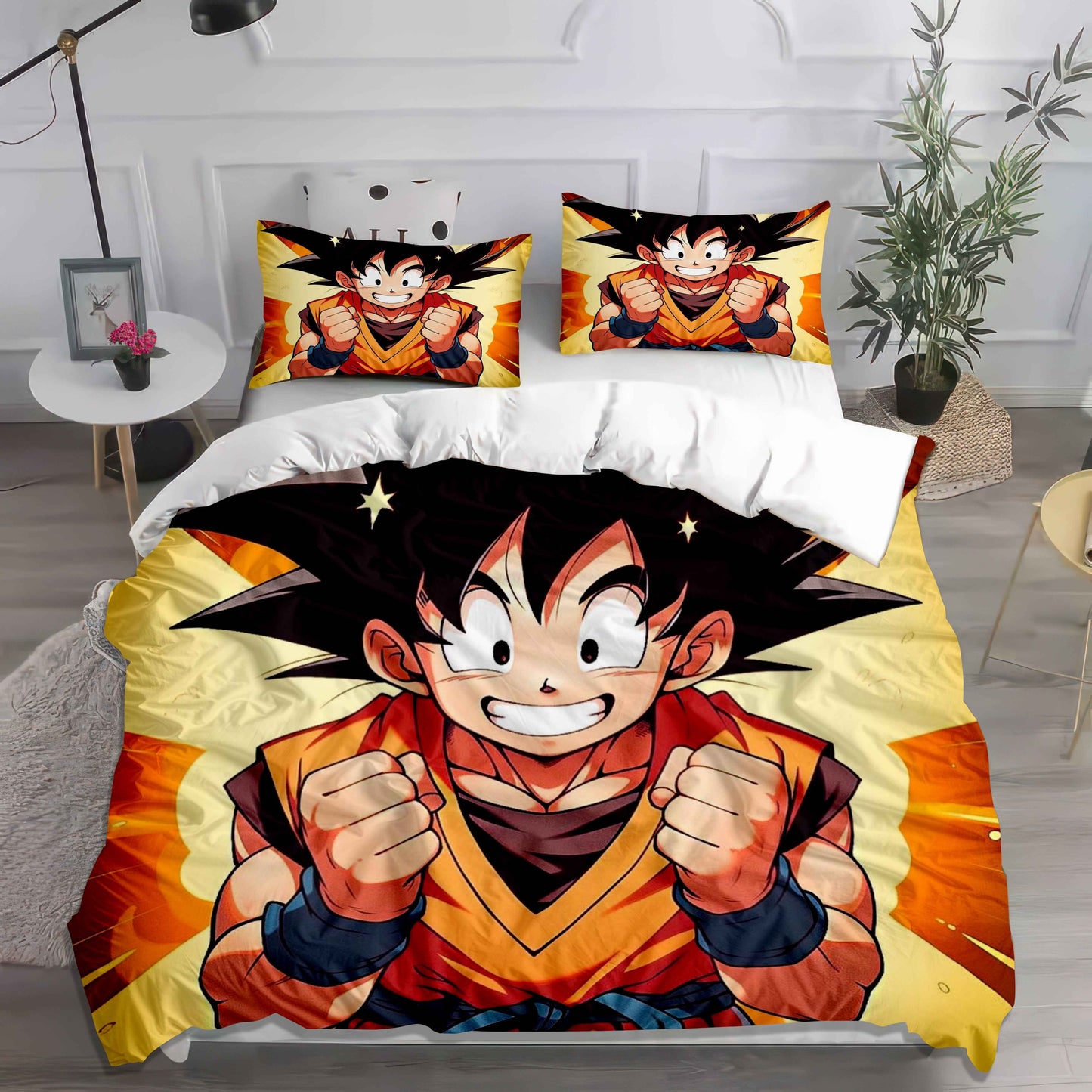 Dragon Power Up Duvet Cover Set - Super Saiyan Goku & Vegeta Anime Bedding