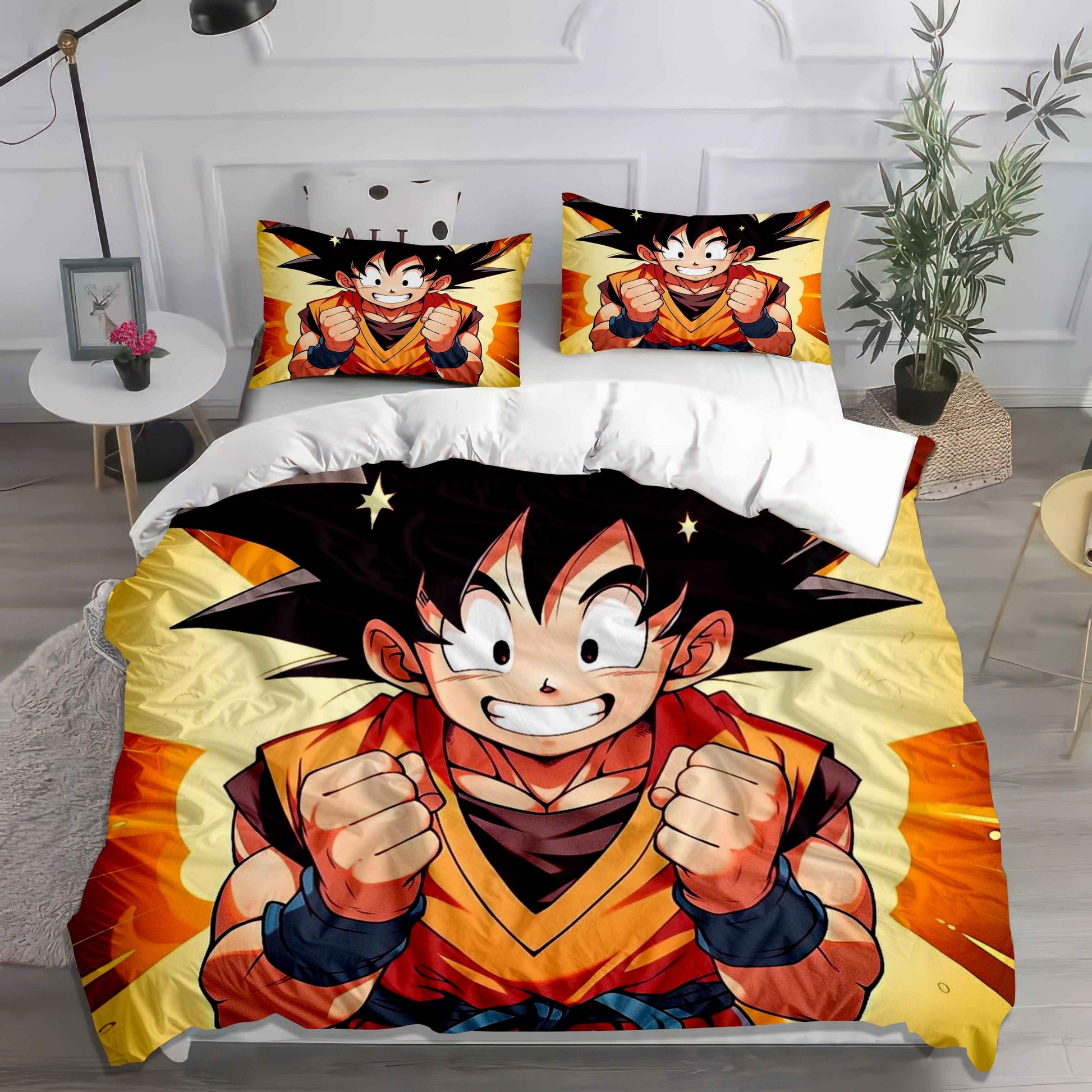 Dragon Power Up Duvet Cover Set - Super Saiyan Goku & Vegeta Anime Bedding