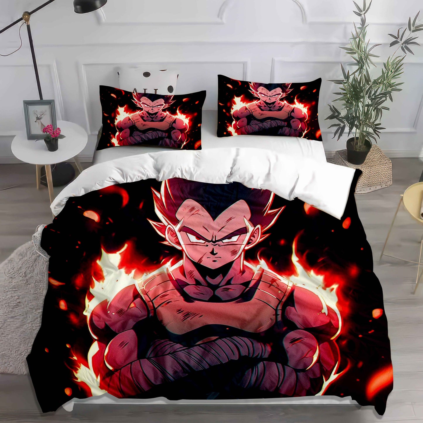 Dragon Power Up Duvet Cover Set - Super Saiyan Goku & Vegeta Anime Bedding