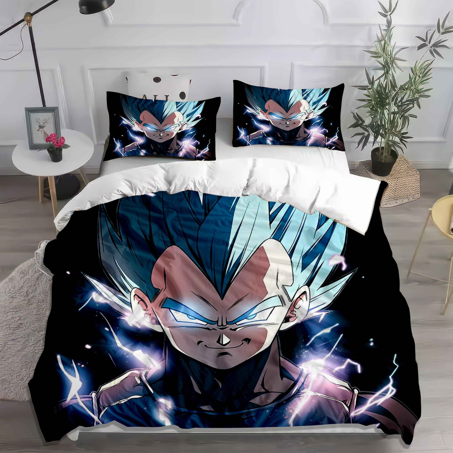 Dragon Power Up Duvet Cover Set - Super Saiyan Goku & Vegeta Anime Bedding