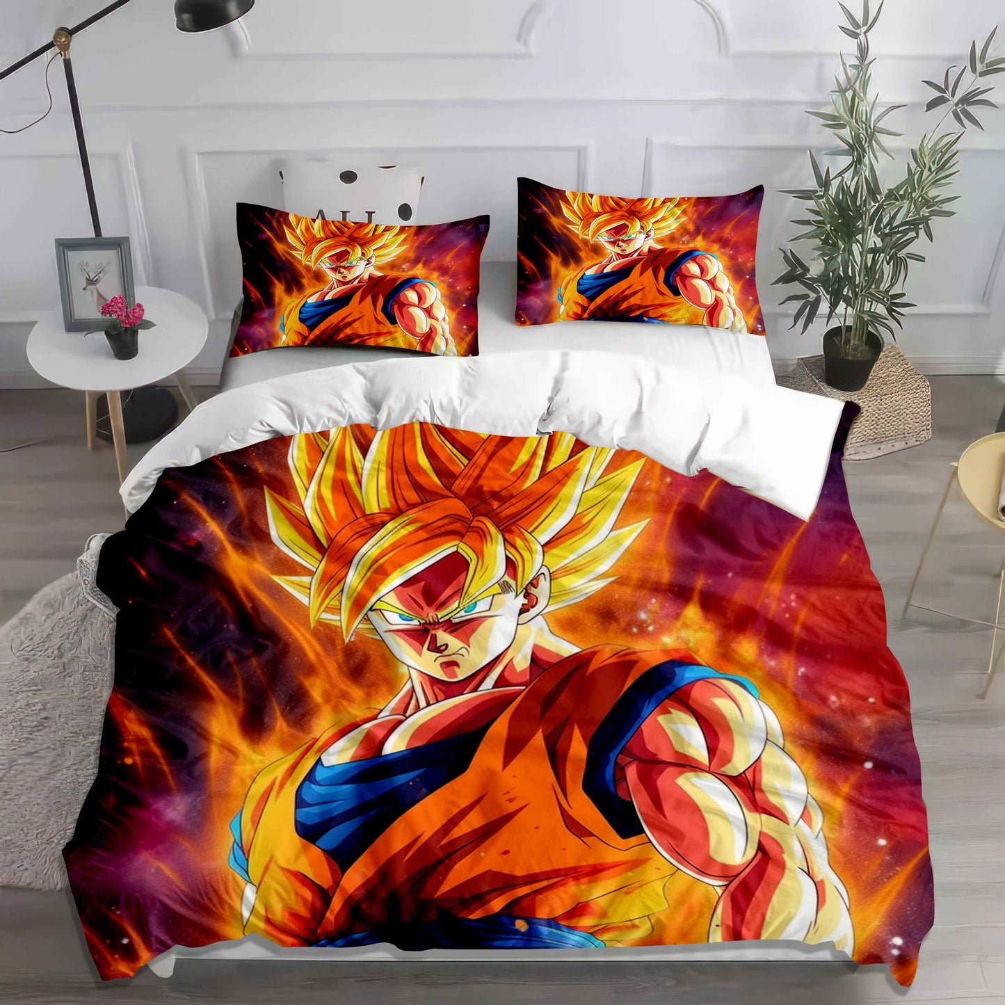 Dragon Power Up Duvet Cover Set - Super Saiyan Goku & Vegeta Anime Bedding