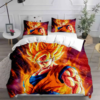 Dragon Power Up Duvet Cover Set - Super Saiyan Goku & Vegeta Anime Bedding