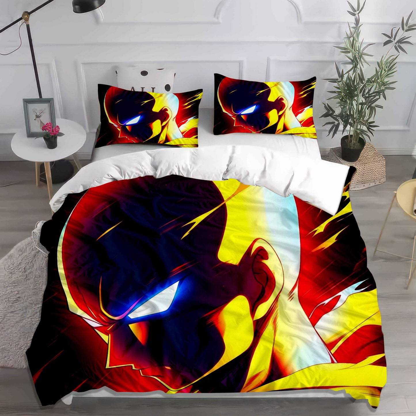 One-Punch Man Saitama Duvet Cover Set | 3D Printed Anime Bedding | Cozy Kawaii
