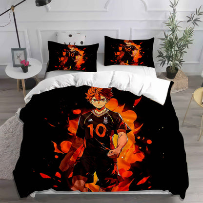 Vibrant Anime Soccer/Football Bedding Set - Soft Cotton Duvet Cover & Pillowcases