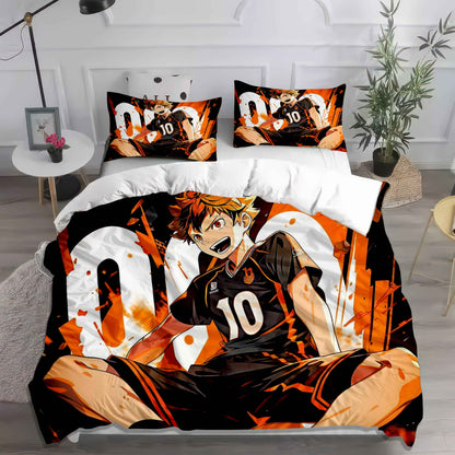 Vibrant Anime Soccer/Football Bedding Set - Soft Cotton Duvet Cover & Pillowcases