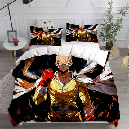 One-Punch Man Saitama Duvet Cover Set | 3D Printed Anime Bedding | Cozy Kawaii