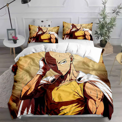 One-Punch Man Saitama Duvet Cover Set | 3D Printed Anime Bedding | Cozy Kawaii