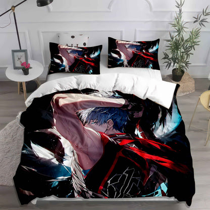 Vibrant Anime Soccer/Football Bedding Set - Soft Cotton Duvet Cover & Pillowcases