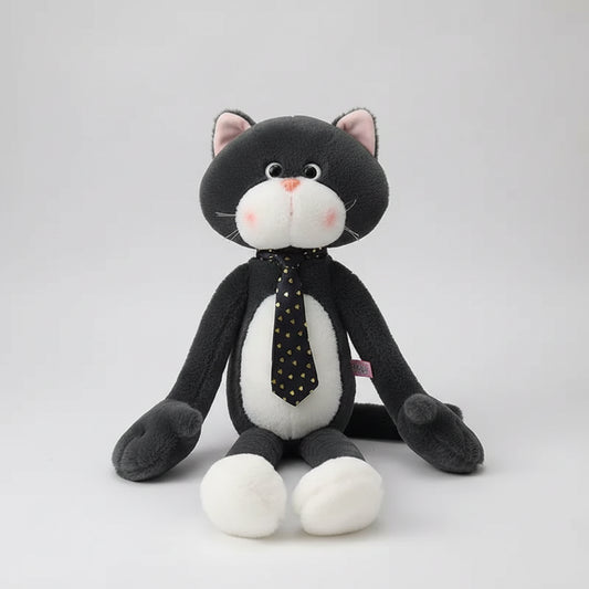 Kawaii Long Arm Anime Cat Plush Toy – Soft Stuffed Doll in 2 Colors & 3 Sizes (40–80cm) Black
