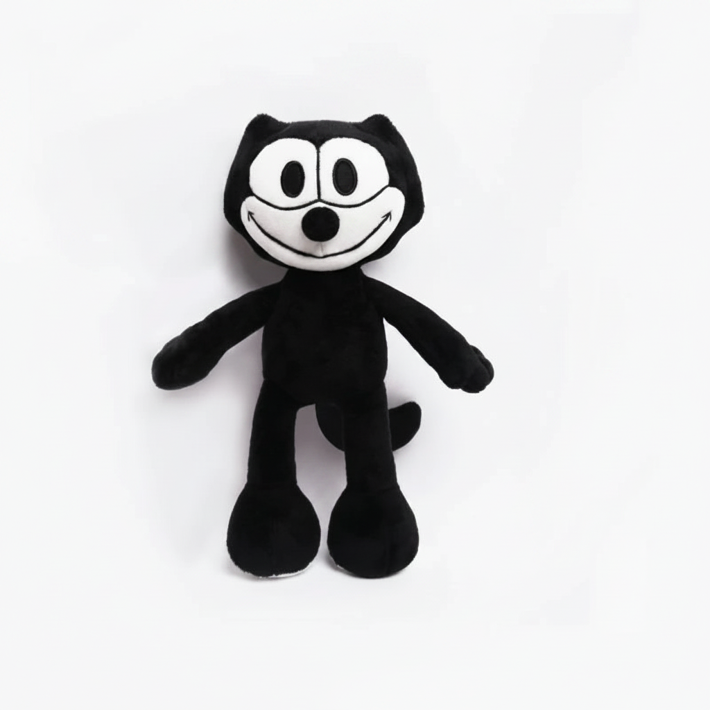 Kawaii Retro Black Cat Plush Toy – Soft Cartoon Cat Sofa Cushion & Office Pillow Doll (30 & 45cm)