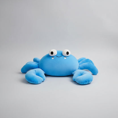 Kawaii Big Eyes Crab Plush Toy – Soft Stuffed Ocean Animal in Yellow, Pink & Blue (28–70cm) Blue