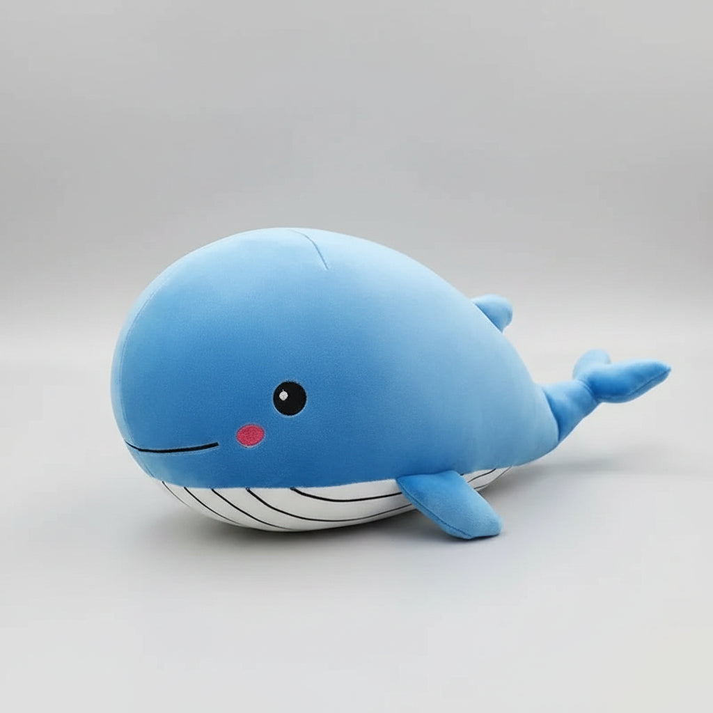 Cute Whale Plush Toy – Soft Ocean Animal Stuffed Pillow Blue