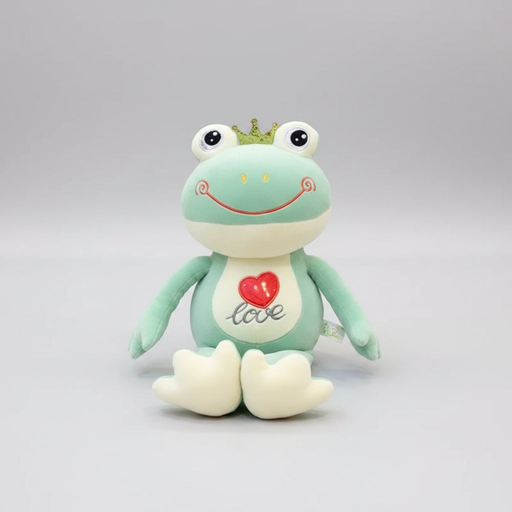 Kawaii Love Frog Plush Toy – Big Mouth Smile Glasses & Heart Belly Embroidery (50cm) Green 50cm 19.7 in
