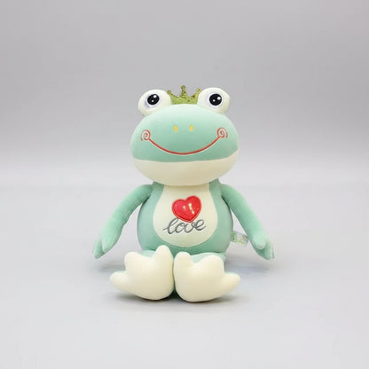 Kawaii Love Frog Plush Toy – Big Mouth Smile Glasses & Heart Belly Embroidery (50cm) Green 50cm 19.7 in