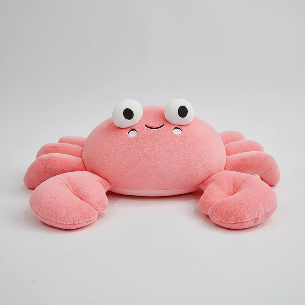 Kawaii Big Eyes Crab Plush Toy – Soft Stuffed Ocean Animal in Yellow, Pink & Blue (28–70cm) Pink