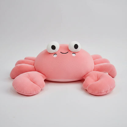 Kawaii Big Eyes Crab Plush Toy – Soft Stuffed Ocean Animal in Yellow, Pink & Blue (28–70cm) Pink