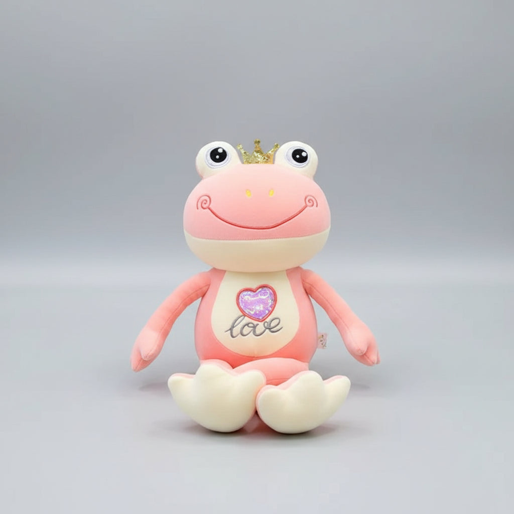 Kawaii Love Frog Plush Toy – Big Mouth Smile Glasses & Heart Belly Embroidery (50cm) Pink 50cm 19.7 in