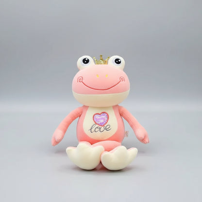 Kawaii Love Frog Plush Toy – Big Mouth Smile Glasses & Heart Belly Embroidery (50cm) Pink 50cm 19.7 in
