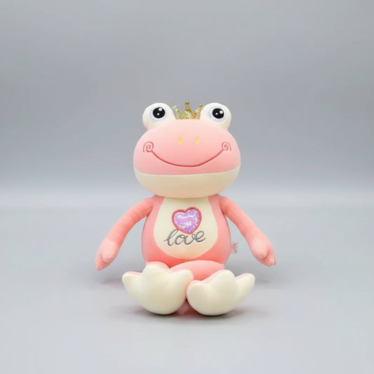Kawaii Love Frog Plush Toy – Big Mouth Smile Glasses & Heart Belly Embroidery (50cm) Pink 50cm 19.7 in