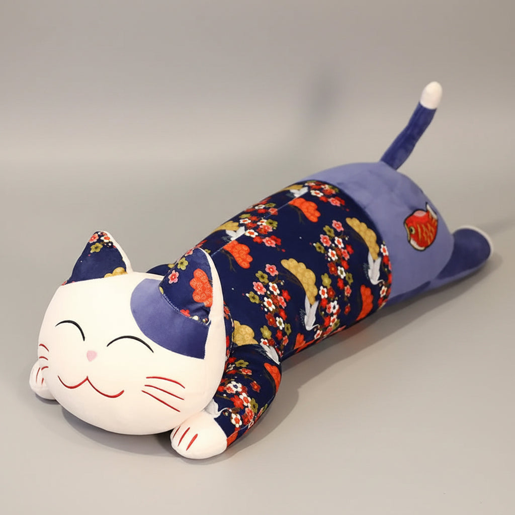 Giant Lying Cat Plush Toy – Kawaii Long Cat Body Pillow Stuffed Animal Purple