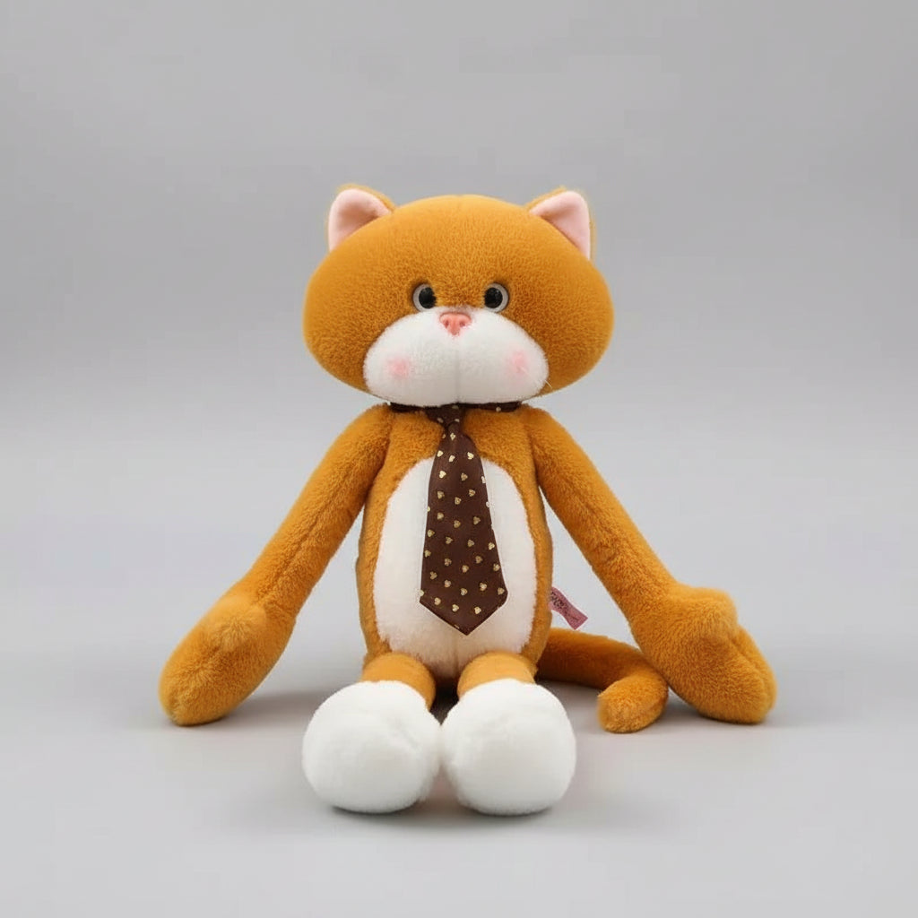Kawaii Long Arm Anime Cat Plush Toy – Soft Stuffed Doll in 2 Colors & 3 Sizes (40–80cm) Orange