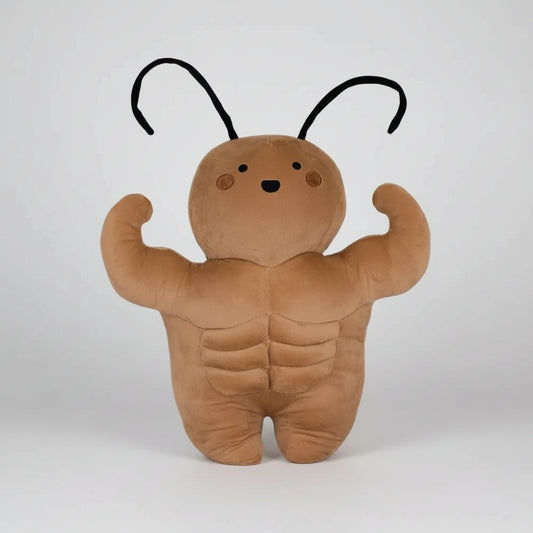 Funny Muscle Cockroach Plush Toy – Huggable Buff Roach Plush Doll