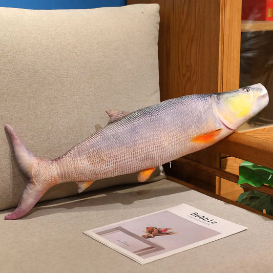 Realistic Carp Plush Pillow – Kawaii Fish Stuffed Animal Cushion Yellowcheek