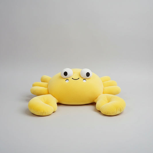 Kawaii Big Eyes Crab Plush Toy – Soft Stuffed Ocean Animal in Yellow, Pink & Blue (28–70cm) Yellow