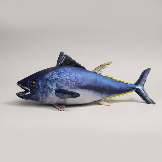 Realistic Bluefin Tuna Plush Toy – Kawaii Tuna Stuffed Animal Pillow Blue