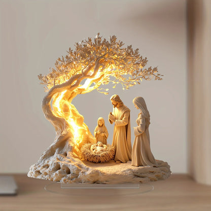 2D Flat Spiritual Moonlight Desk Decoration – Prayer & Tree of Life Home Decor Figurine A