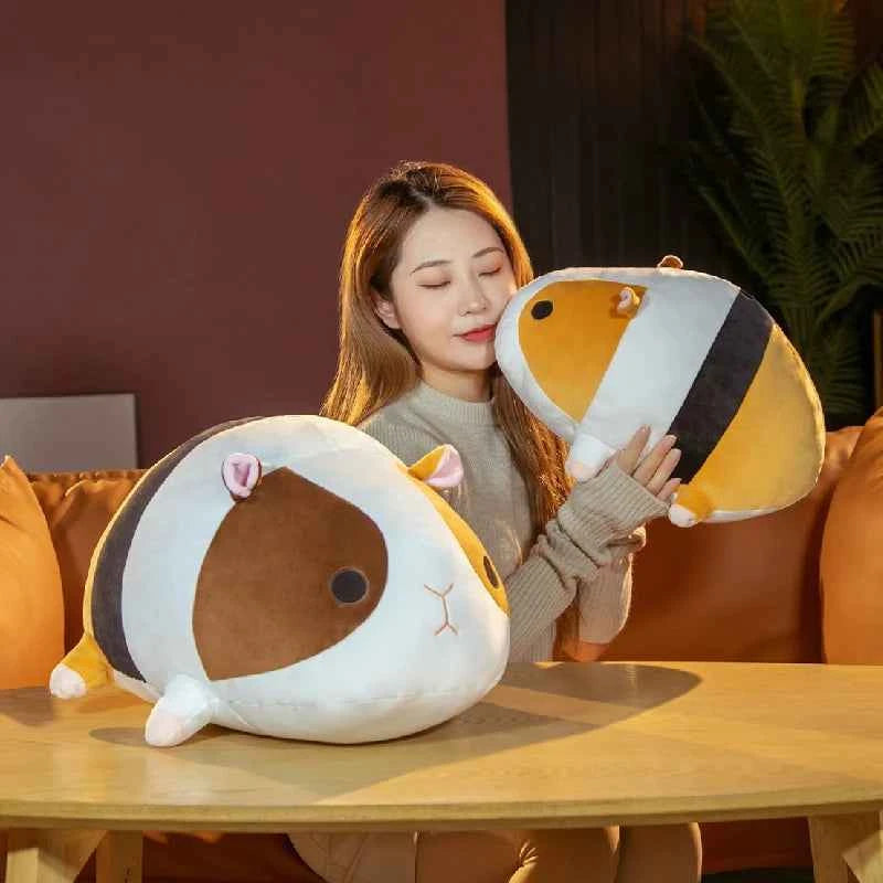 Kawaii Hamster Plush Hug Pillow – Soft Stuffed Chinchilla & Guinea Pig Doll in Gray & Brown (40 & 50cm)