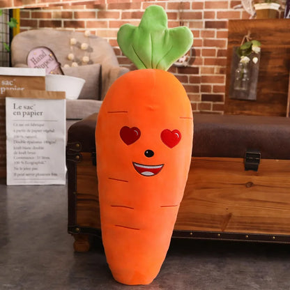 Smile Carrot Plush Pillow – Cute Vegetable Stuffed Toy